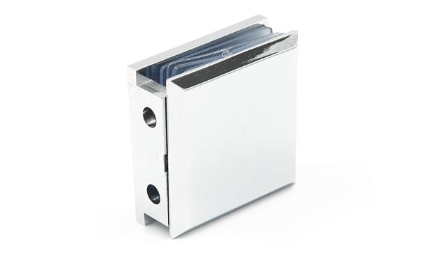 Коннектор для душевой  стена-стекло 45х45 мм, 90°, с двумя отверстиями, цинк, полированный t731 PZn