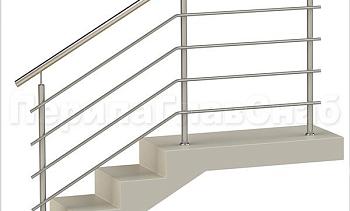 Четыре ригеля на сварке, круглый поручень и круглые стойки для крыльца в Уфе. Готовые проекты ПерилаГлавСнаб