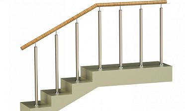 Ограждения со стойками в каждую ступень с пластиковым поручнем без ригелей купить в Уфе