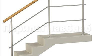 Два ригеля на сварке, круглый пластиковый поручень и круглые стойки купить в Уфе