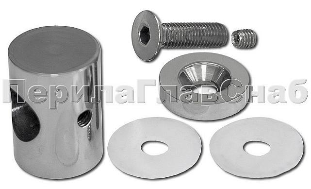 Ригеледержатель на стекло 8 мм, Ø16 мм, полированный, литой (AISI 304) k019 2