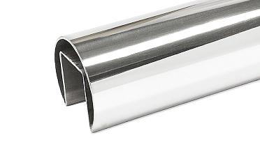 Труба Ø48.3 мм, с пазом 27х30 мм под стекло, полированная (AISI 201) k822 купить в Уфе