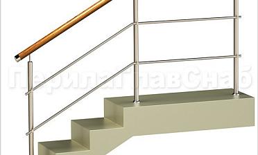 Два ригеля на держателях, круглый деревянный поручень и круглые стойки купить в Уфе