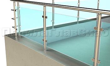 Кровельное ограждение из нержавеющей стали со стеклами в Уфе. Готовые проекты ПерилаГлавСнаб