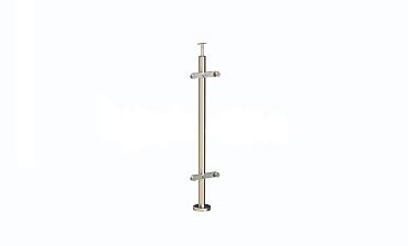 Стойка круглая  Ø38.1: 2 пластинчатых стеклодержателя, полированная, высота 950 мм (AISI 304) k729 купить в Уфе