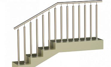 Ограждения с двумя стойками в каждую ступень без ригелей купить в Уфе