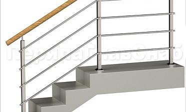 Четыре ригеля на держателях, круглый пластиковый поручень и квадратные стойки купить в Уфе