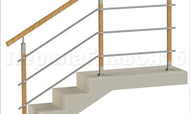 Три ригеля на держателях, квадратные деревянные поручень и стойки купить в Уфе