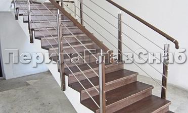 Ограждение со стойками из шлифованной нержавеющей стали с боковым крепежом, со вставками из дерева купить в Уфе