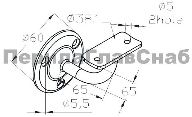 Пристенок литой под Ø38.1 мм, полированный, золото k234-88 2