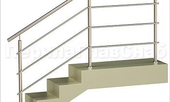 Три ригеля на держателях, круглый поручень и круглые стойки для крыльца в Уфе. Готовые проекты ПерилаГлавСнаб