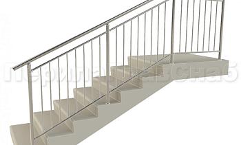 Нержавеющие ограждения для школ и детских садов с вертикальным заполнением “Частокол” - вариант №1 для крыльца в Уфе. Готовые проекты ПерилаГлавСнаб