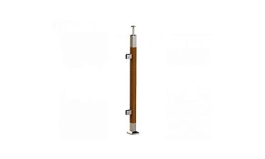Готовая стойка 40х40х950 мм, деревянная, со вставками из нержавеющей стали 2х100 мм с 2 зажимными стеклодержателями k740-4-L купить в Уфе
