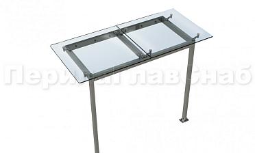 Стеклянный козырек на прямом каркасе со стойками купить в Уфе
