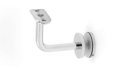 Держатель поручня Ø50.8 мм, на стекло 10-17 мм, Ø43х5 мм, вынос 60х70, нержавеющая сталь, полированная (AISI 304) k008-3 купить в Уфе