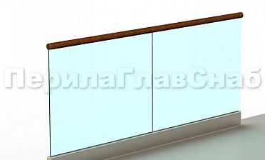 Ограждение с деревянным поручнем на профиле купить в Уфе