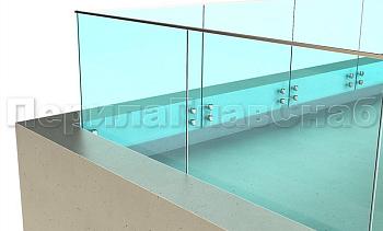 Ограждение на несущем стекле с торцевым креплением для крыш в Уфе. Готовые проекты ПерилаГлавСнаб