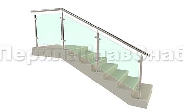 Ограждение для лестницы из нержавейки с зажимными стеклодержателями для крыльца купить в Уфе