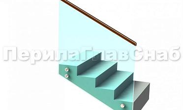 Ограждение с квадратным деревянным поручнем на точечном креплении на лестнице купить в Уфе