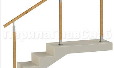 Нержавеющие ограждения без ригелей с квадратным деревянным поручнем и стойками с деревянными вставками купить в Уфе