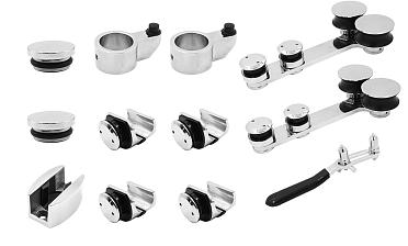 Комплект раздвижной системы для стеклянных дверей, AISI 304, полированный t406 купить в Уфе