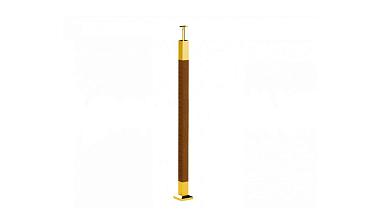 Готовая стойка 40х40х950 мм, деревянная нелакированная, со вставками из нержавеющей стали под золото 2х100 мм k740-G купить в Уфе