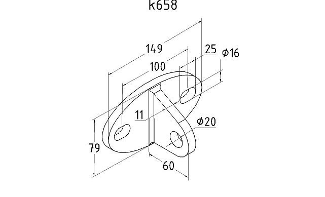 Крепление ванты(тяги) козырька к стене (AISI304), литое, полированное k658 2