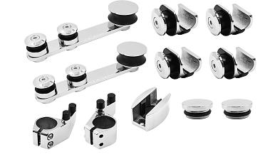 Комплект раздвижной системы для стеклянных дверей, AISI 304, полированный t405 купить в Уфе