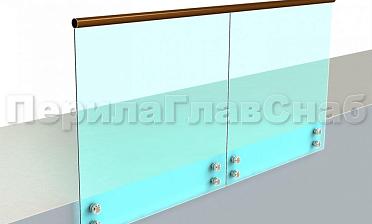 Ограждение с деревянным поручнем на точечном креплении купить в Уфе