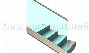 Ограждение с профильным поручнем с пазом в зажимном профиле на лестнице купить в Уфе