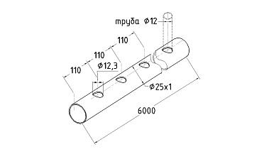 Труба AISI 304 25х1х6000, с перфорацией под  Ø12, 30°, GRIT 600 837-5 купить в Уфе