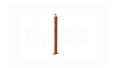 Дизайнерская плоская комбинированная стойка в сборе из шлифованной нержавеющей стали и древесины дуба с четырьмя ригеледержателями k742-2 купить в Уфе