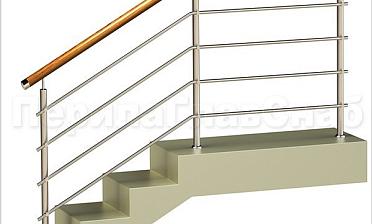 Четыре ригеля на держателях, круглый деревянный поручень и круглые стойки купить в Уфе