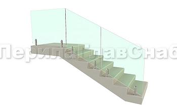 Цельностеклянное лестничное ограждение на министойках из нержавеющей стали для крыльца в Уфе. Готовые проекты ПерилаГлавСнаб