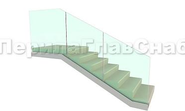Цельностеклянное ограждение на зажимном алюминиевом профиле для крыльца купить в Уфе