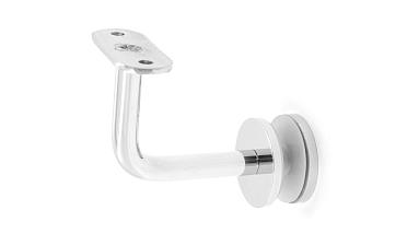 Держатель поручня на стекло 10-17 мм, с ложементом на плоскость, вынос 60х70 мм, Ø43х5 мм, нержавеющая сталь AISI 304, полированная k008-4 купить в Уфе