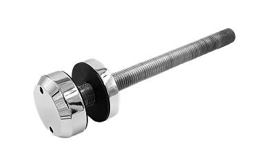 Стеклодержатель Ø50х10х18, шпилька М16х205 мм, для стекла 8-40 мм, AISI (201), с возможностью регулировки выноса до 65 мм, для торцевого крепления стекла, полированный, литой k277-3 купить в Уфе