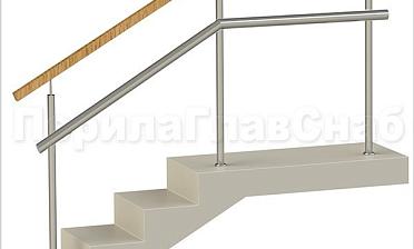 Ограждения с квадратным деревянным поручнем и дополнительным поручнем без ригелей купить в Уфе