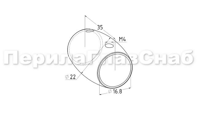Соединитель ригеля бочонок Ø16.0х1.5 мм, AISI 316 k062-2  2
