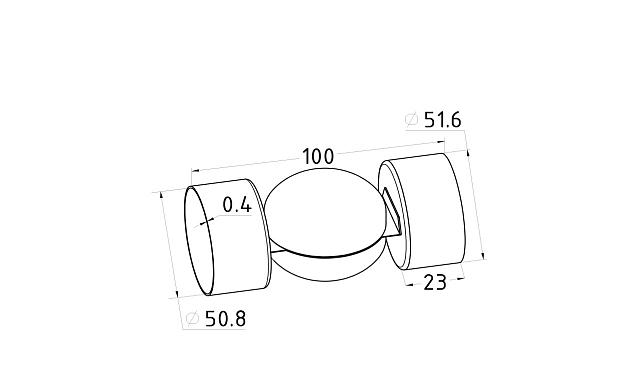 Поворот дер./пласт. поручня Ø50.8х0.4 мм, полированный, (AISI 201) k053-5 2