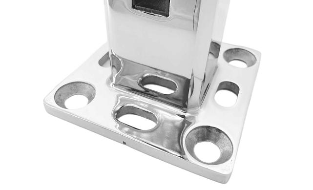 Стеклодержатель напольный 45х50х160 мм, для стекла 10-12 мм, литой, плоский, без сверления, нержавеющая сталь AISI 304, полированная k275-5 7