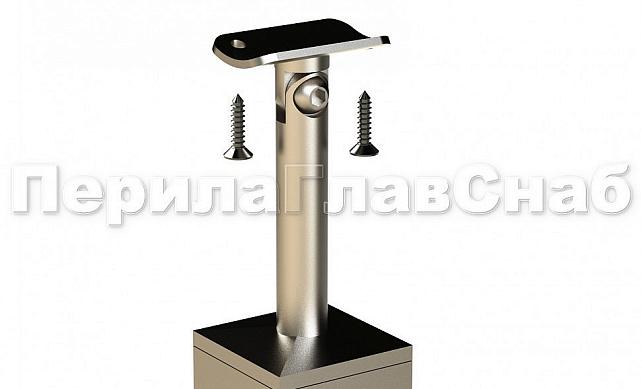 Готовая стойка 40х40х950 мм, деревянная, со вставками из нержавеющей стали 2х100 мм с 2 пластинчатыми стеклодержателями, под золото k740-2-G 5