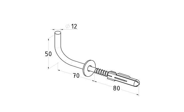 Пристенок с саморезом (симбиоз) 12х80 мм, (AISI 304) Фk286-070 2