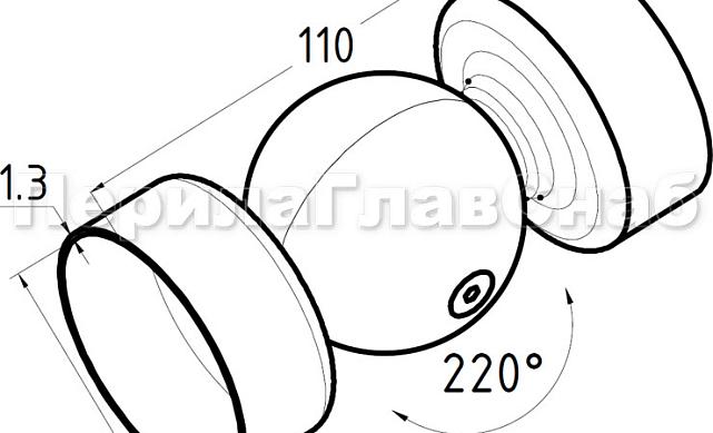 Поворот деревянного поручня, шаровый, под Ø50.8 мм k053-2 2