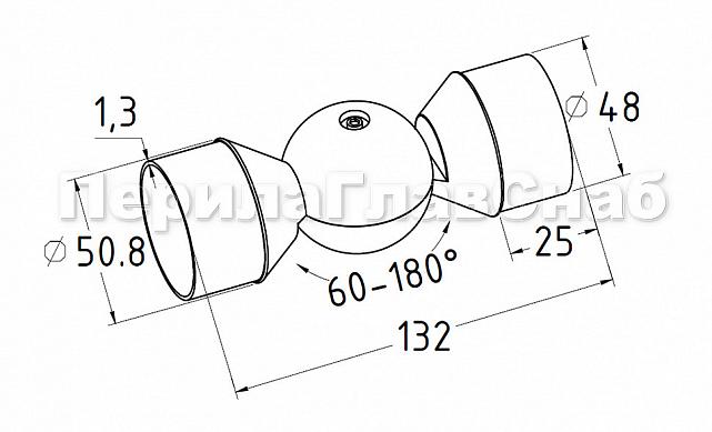 Поворот литой, регулируемый, "шар" с установочными кольцами, под Ø50.8 мм, (AISI 304) k558 2