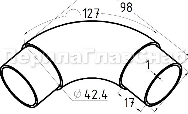 Отвод поручня под Ø42.4х1.5 мм, 90°, литой, полированный, с вставками (AISI 201) k383-3 2