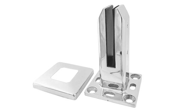 Стеклодержатель напольный 45х50х160 мм, для стекла 10-12 мм, литой, плоский, без сверления, нержавеющая сталь AISI 304, полированная k275-5 12