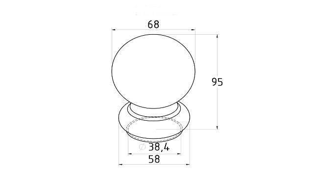 Наконечник шар на стойку Ø38.1 мм, штампованный, полированный, 400 Grit, AISI 201 k070-2 2