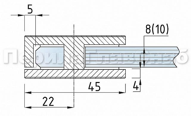 Коннектор для душевой кабины стена-стекло 45х45 мм латунь-хром, полированный t721 PC 2