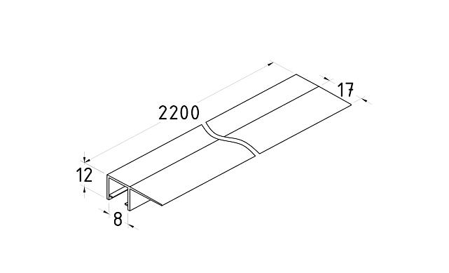 Уплотнитель для стекла 8мм, прозрачный, 90°, стекло-стекло 2,2 м., длина уса 17 мм t215-2 2